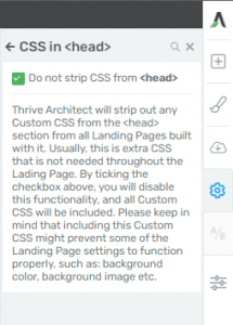 Thrive Architect CSS in Head