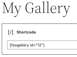 Foo Gallery - Adding the shortcode