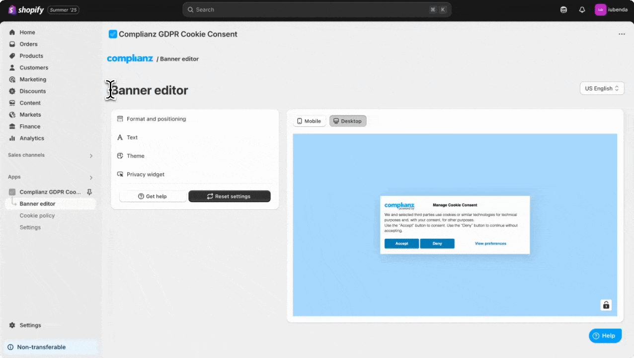 privacy widget position