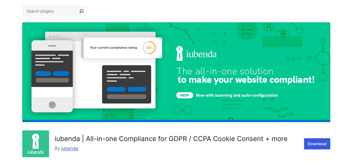 The iubenda plugin on WordPress.org